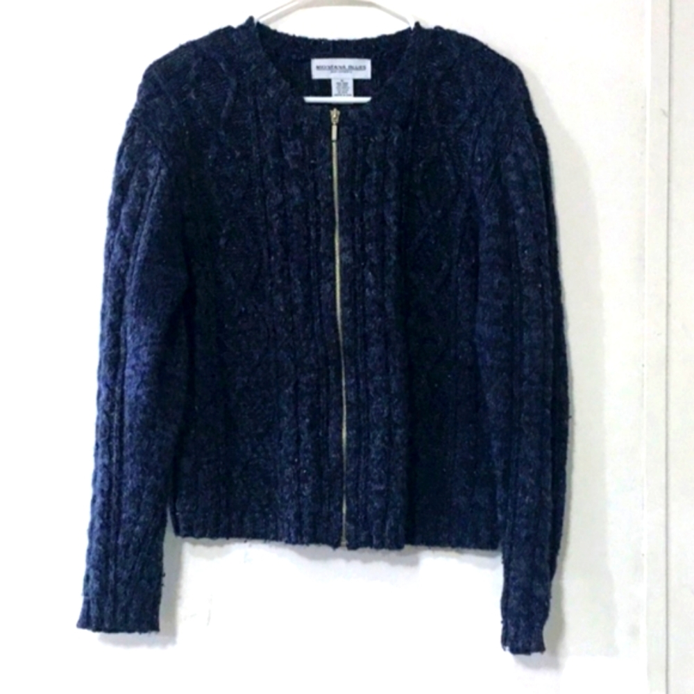 🎄 - Montana Blues Jean Company sz M Wool Blend Slate Blue Zip Up swea…